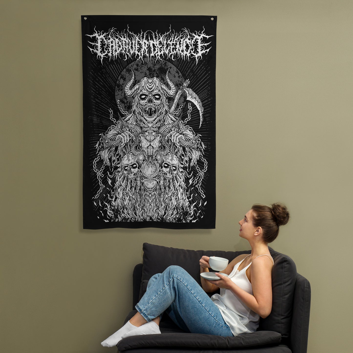 Skull Biker Wall Flag