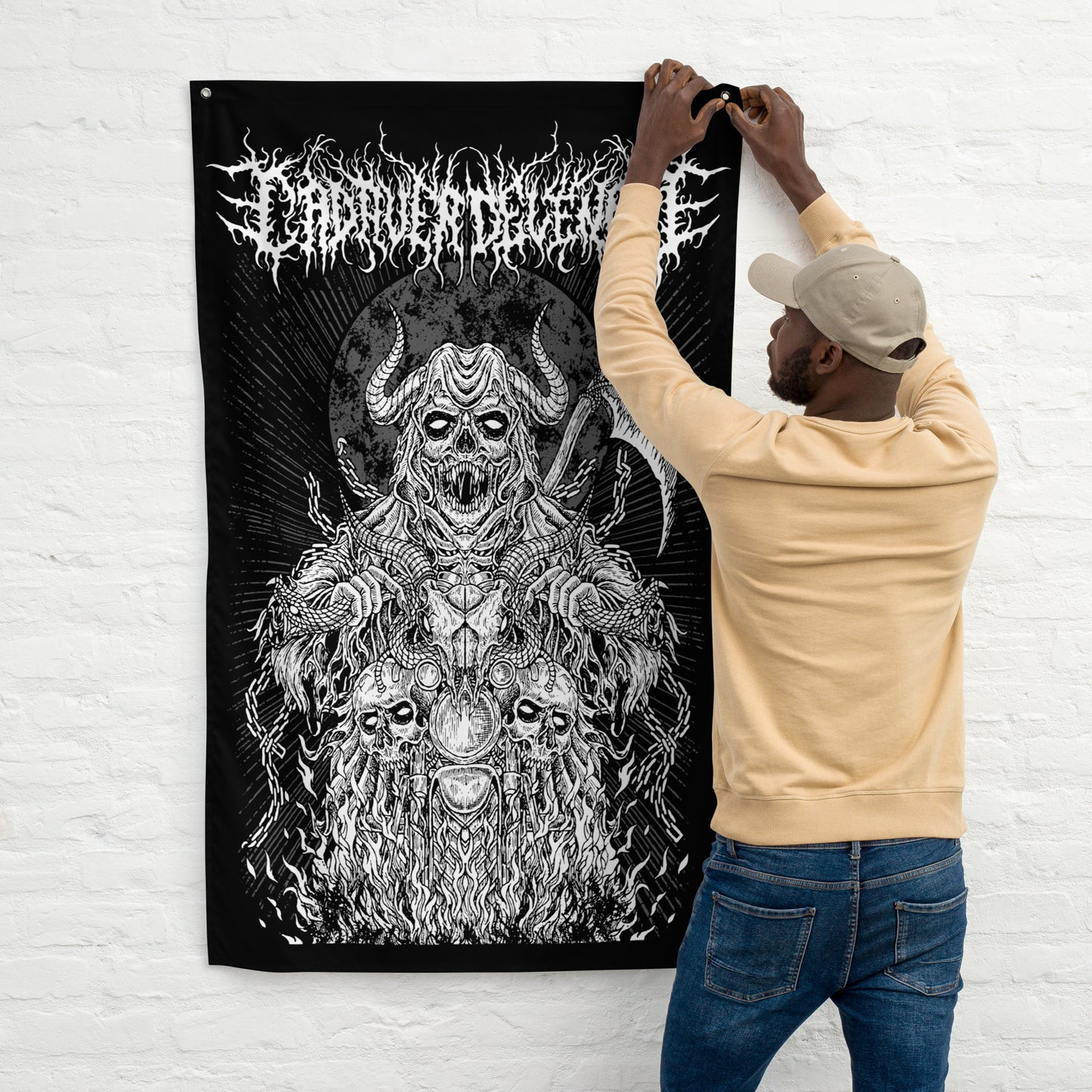 Skull Biker Wall Flag